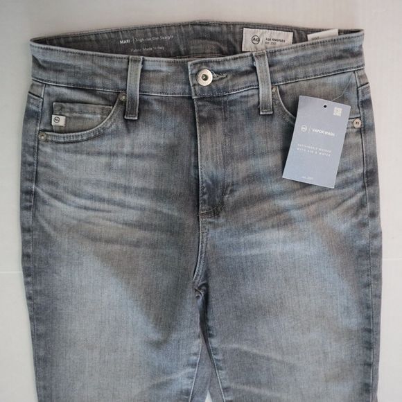 AG Women's Sz 26R / US 2 Gray Mari High Rise Cropped Slim Straight Jeans $215 - Picture 9 of 13